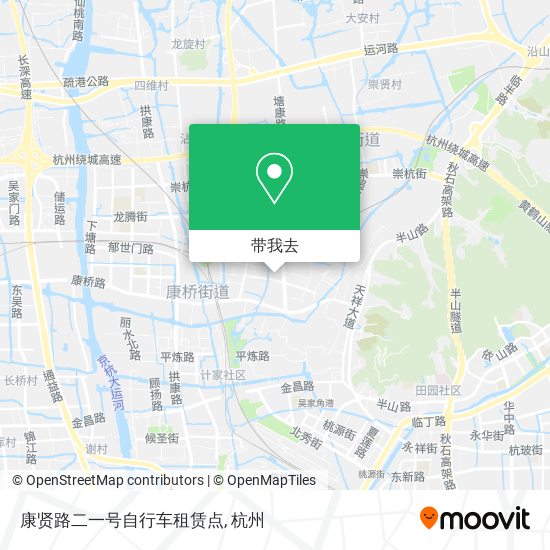 康贤路二一号自行车租赁点地图