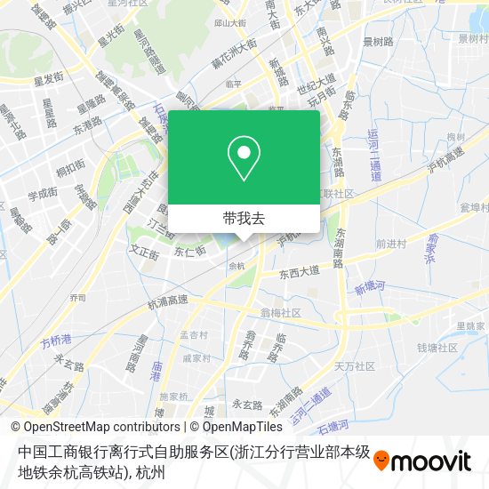 中国工商银行离行式自助服务区(浙江分行营业部本级地铁余杭高铁站)地图