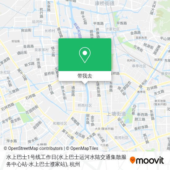 水上巴士1号线工作日(水上巴士运河水陆交通集散服务中心站-水上巴士濮家站)地图