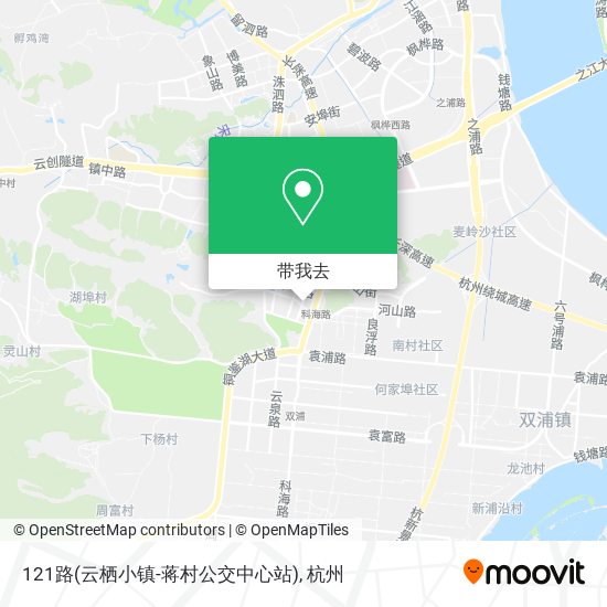 121路(云栖小镇-蒋村公交中心站)地图