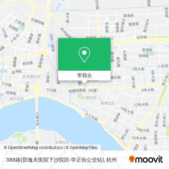 388路(邵逸夫医院下沙院区-学正街公交站)地图