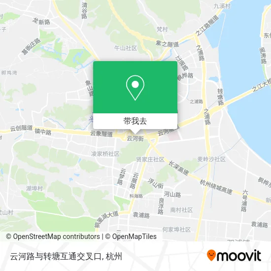 云河路与转塘互通交叉口地图