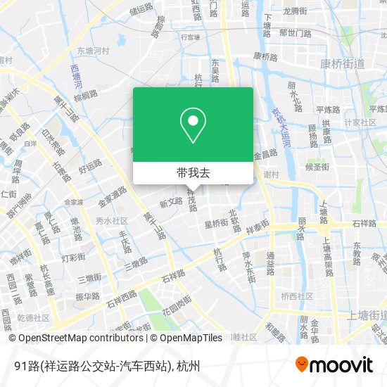 91路(祥运路公交站-汽车西站)地图