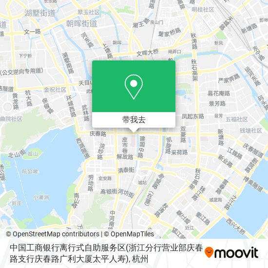 中国工商银行离行式自助服务区(浙江分行营业部庆春路支行庆春路广利大厦太平人寿)地图