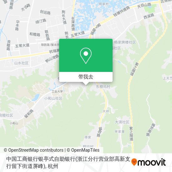 中国工商银行银亭式自助银行(浙江分行营业部高新支行留下街道屏峰)地图