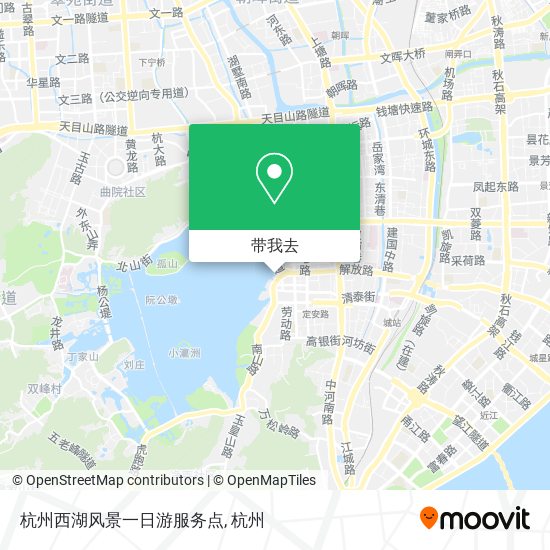 杭州西湖风景一日游服务点地图