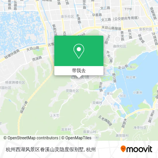 杭州西湖风景区眷溪山灵隐度假别墅地图