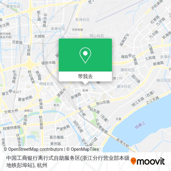 中国工商银行离行式自助服务区(浙江分行营业部本级地铁彭埠站)地图