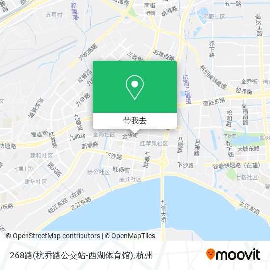 268路(杭乔路公交站-西湖体育馆)地图