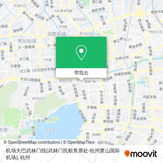 机场大巴武林门线(武林门民航售票处-杭州萧山国际机场)地图