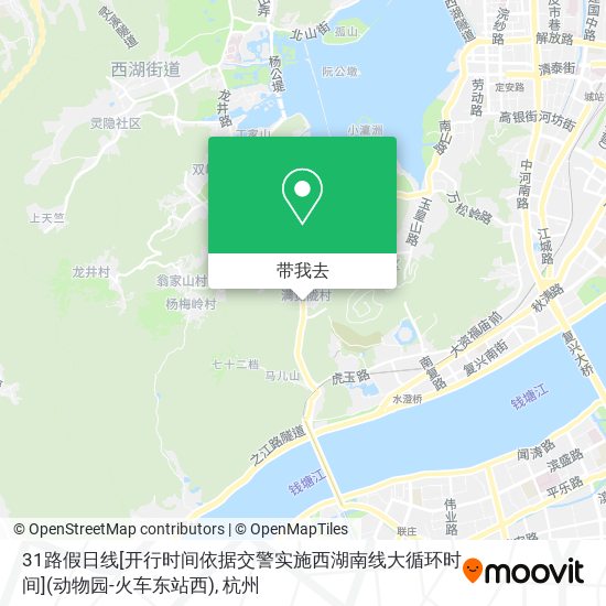 31路假日线[开行时间依据交警实施西湖南线大循环时间](动物园-火车东站西)地图