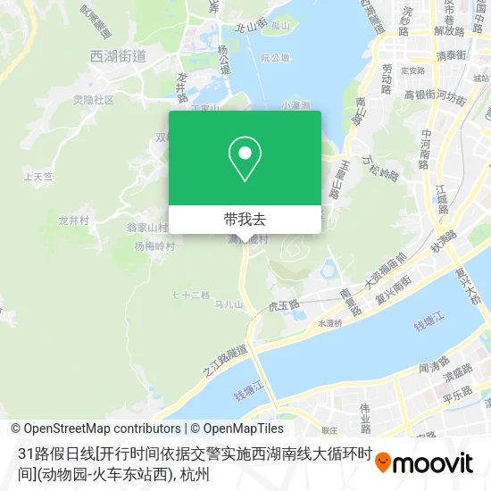 31路假日线[开行时间依据交警实施西湖南线大循环时间](动物园-火车东站西)地图