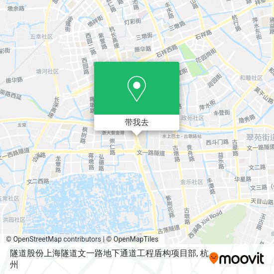 隧道股份上海隧道文一路地下通道工程盾构项目部地图