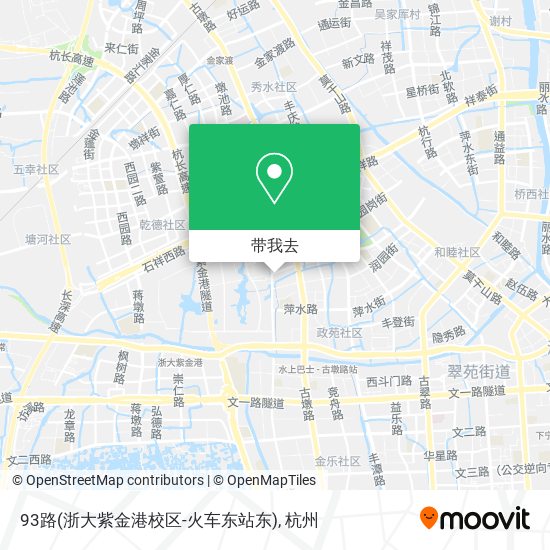 93路(浙大紫金港校区-火车东站东)地图