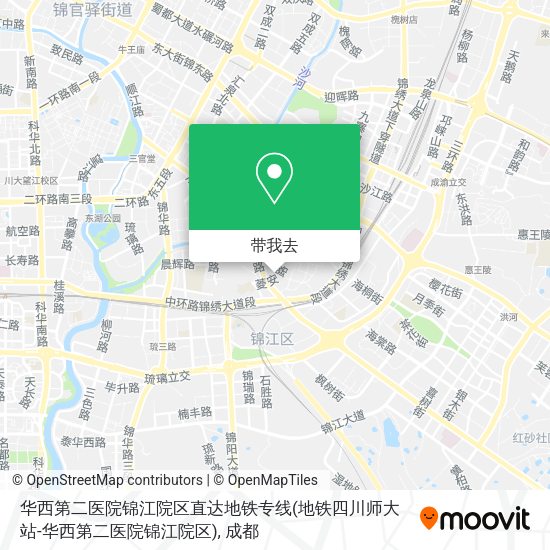 华西第二医院锦江院区直达地铁专线(地铁四川师大站-华西第二医院锦江院区)地图