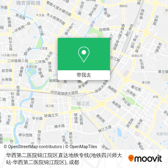 华西第二医院锦江院区直达地铁专线(地铁四川师大站-华西第二医院锦江院区)地图