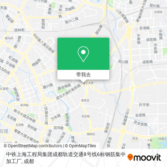 中铁上海工程局集团成都轨道交通8号线6标钢筋集中加工厂地图