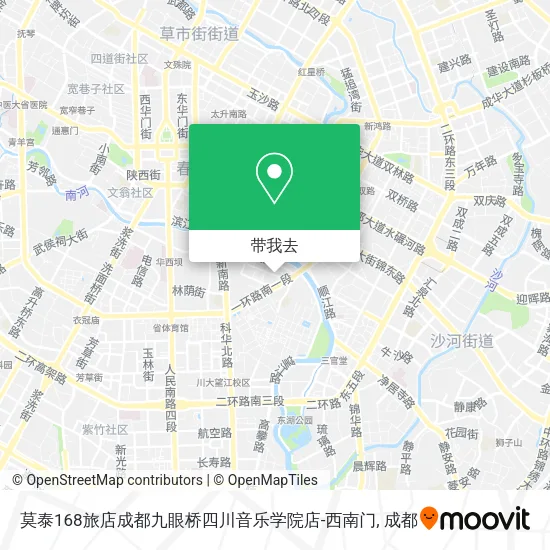 莫泰168旅店成都九眼桥四川音乐学院店-西南门地图