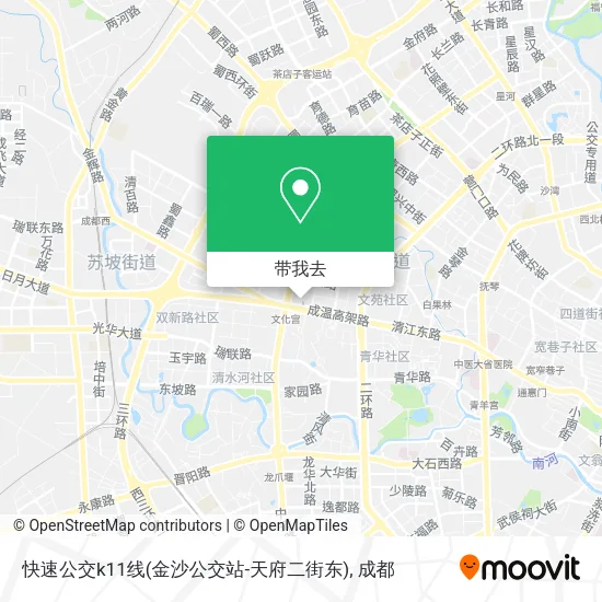 快速公交k11线(金沙公交站-天府二街东)地图