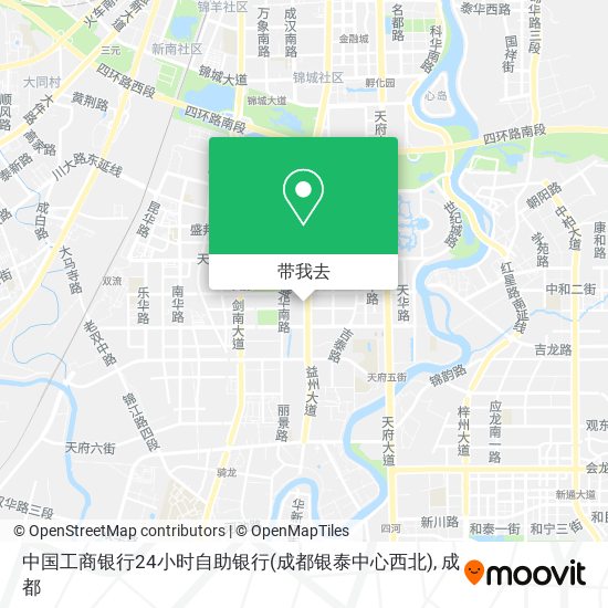 中国工商银行24小时自助银行(成都银泰中心西北)地图