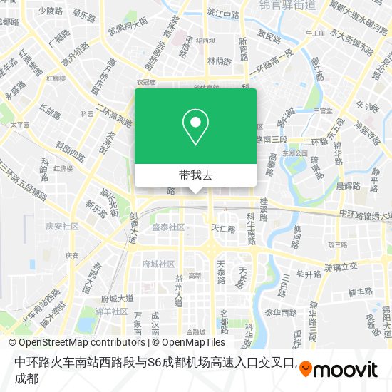 中环路火车南站西路段与S6成都机场高速入口交叉口地图