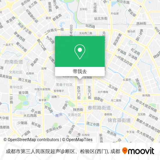成都市第三人民医院超声诊断区、检验区(西门)地图