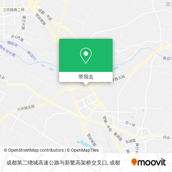 成都第二绕城高速公路与新繁高架桥交叉口地图