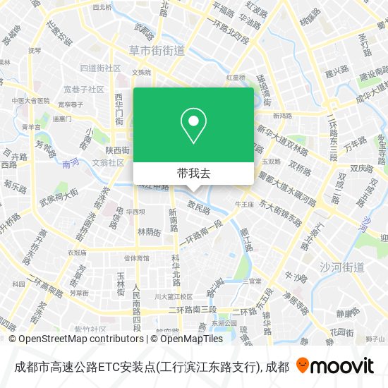 成都市高速公路ETC安装点(工行滨江东路支行)地图