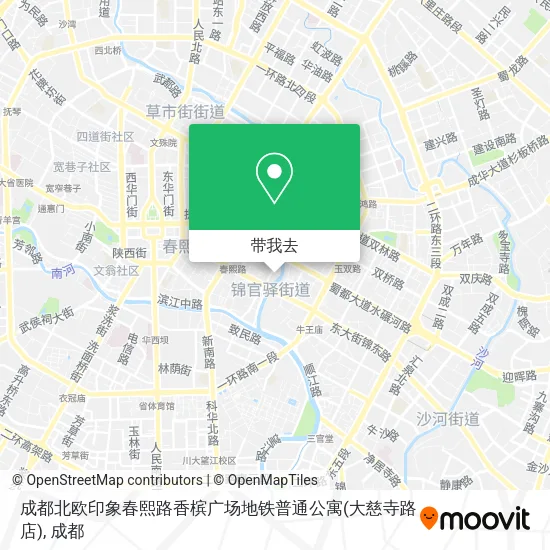 成都北欧印象春熙路香槟广场地铁普通公寓(大慈寺路店)地图