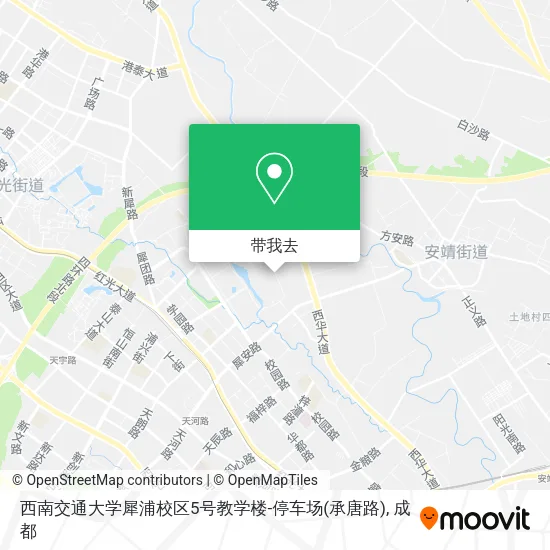 西南交通大学犀浦校区5号教学楼-停车场(承唐路)地图