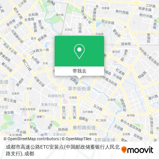 成都市高速公路ETC安装点(中国邮政储蓄银行人民北路支行)地图