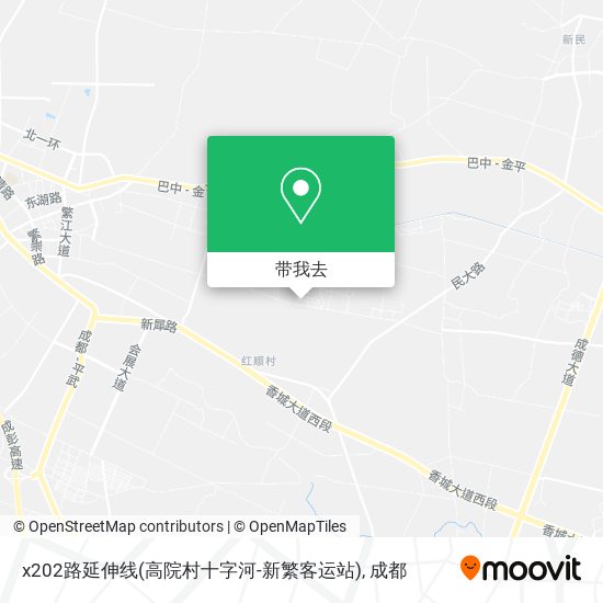 x202路延伸线(高院村十字河-新繁客运站)地图