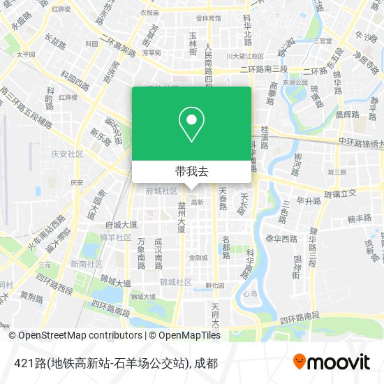 421路(地铁高新站-石羊场公交站)地图