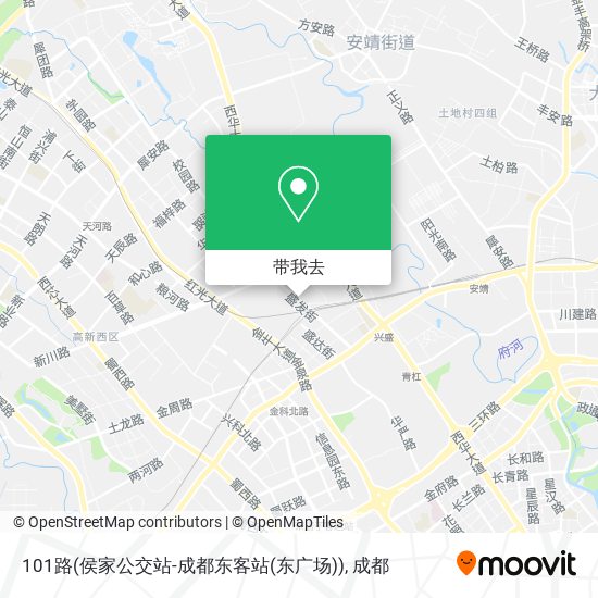 101路(侯家公交站-成都东客站(东广场))地图