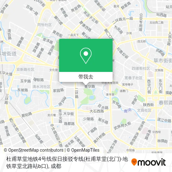 杜甫草堂地铁4号线假日接驳专线(杜甫草堂(北门)-地铁草堂北路站b口)地图