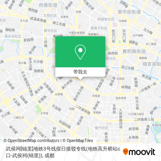 武侯祠[锦里]地铁3号线假日接驳专线(地铁高升桥站c口-武侯祠(锦里))地图