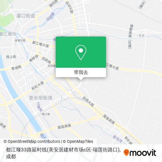 都江堰33路延时线(美安居建材市场c区-瑞莲街路口)地图