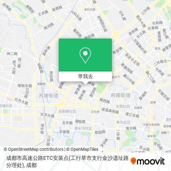 成都市高速公路ETC安装点(工行草市支行金沙遗址路分理处)地图