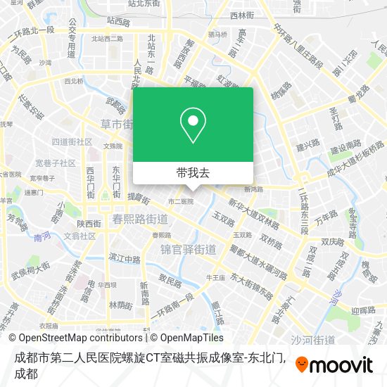 成都市第二人民医院螺旋CT室磁共振成像室-东北门地图