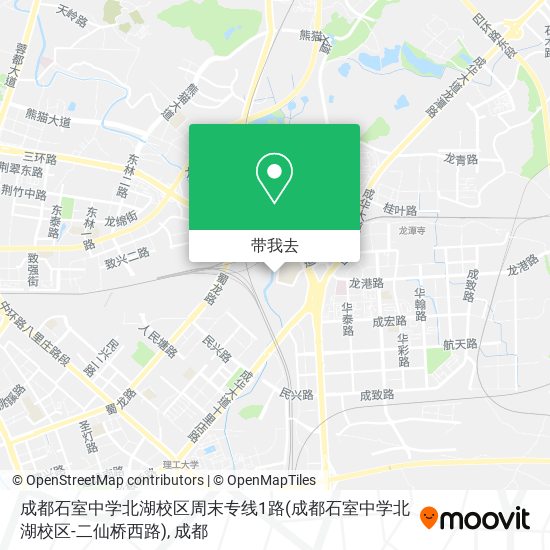 成都石室中学北湖校区周末专线1路(成都石室中学北湖校区-二仙桥西路)地图