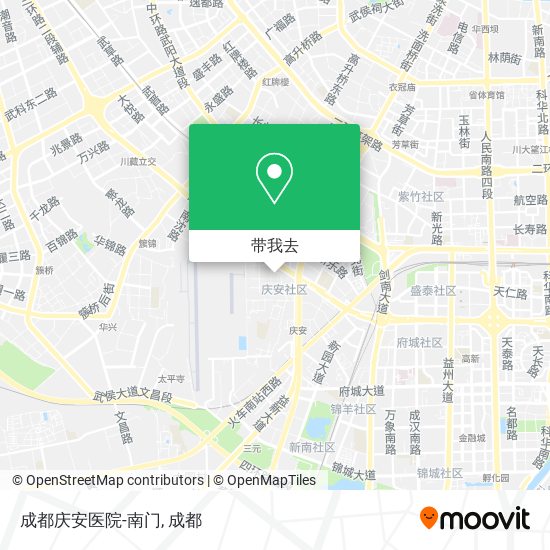 成都庆安医院-南门地图