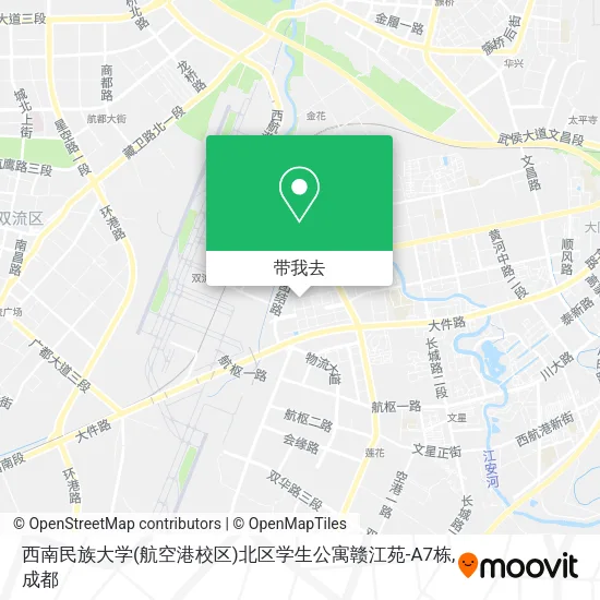 西南民族大学(航空港校区)北区学生公寓赣江苑-A7栋地图