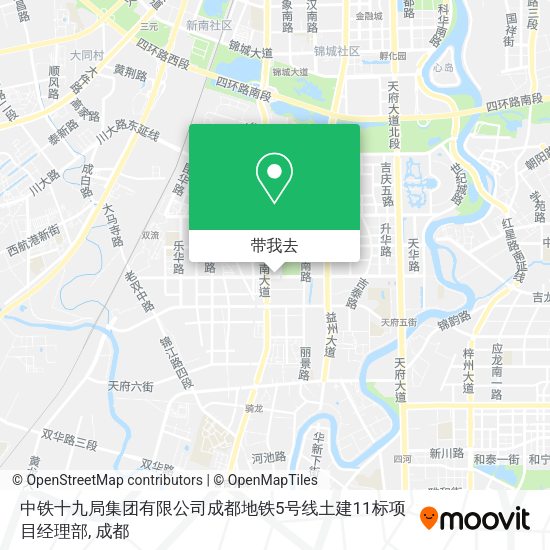 中铁十九局集团有限公司成都地铁5号线土建11标项目经理部地图