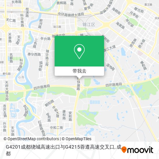 G4201成都绕城高速出口与G4215蓉遵高速交叉口地图