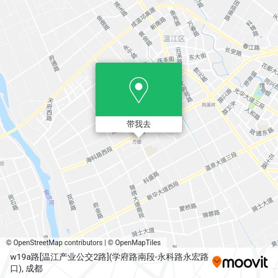 w19a路[温江产业公交2路](学府路南段-永科路永宏路口)地图