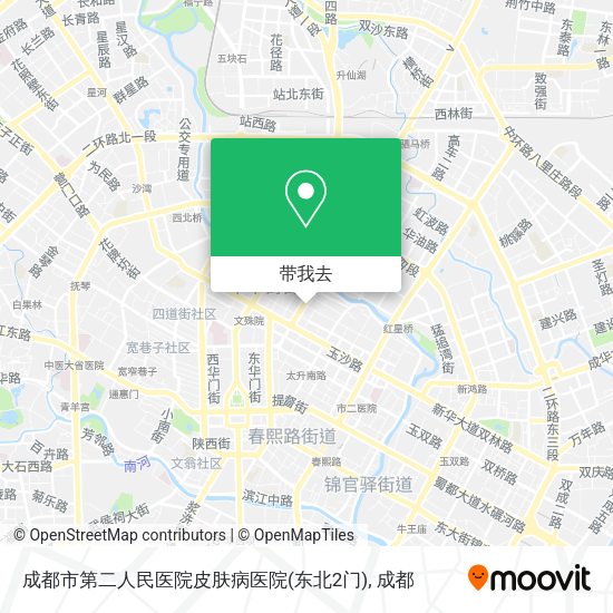 成都市第二人民医院皮肤病医院(东北2门)地图