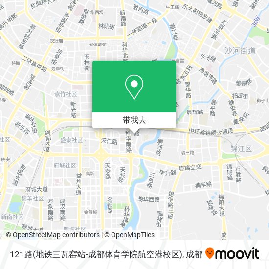 121路(地铁三瓦窑站-成都体育学院航空港校区)地图