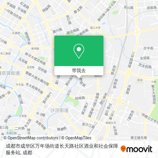 成都市成华区万年场街道长天路社区酒业和社会保障服务站地图