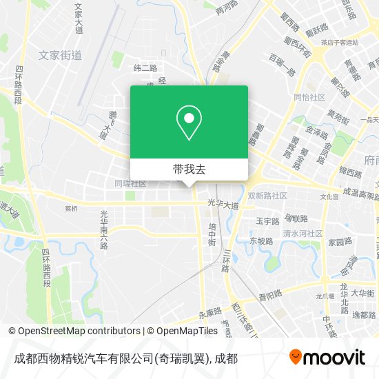成都西物精锐汽车有限公司(奇瑞凯翼)地图