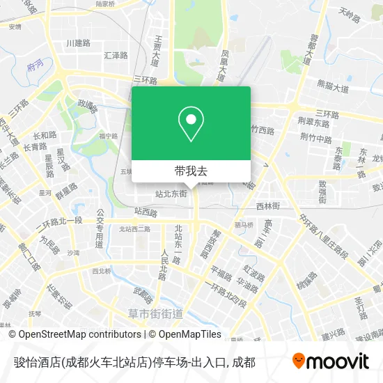 骏怡酒店(成都火车北站店)停车场-出入口地图